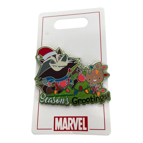 Disney Parks Marvel Guardians of the Galaxy Rocket Groot Season’s Grootings Pin - Picture 1 of 4